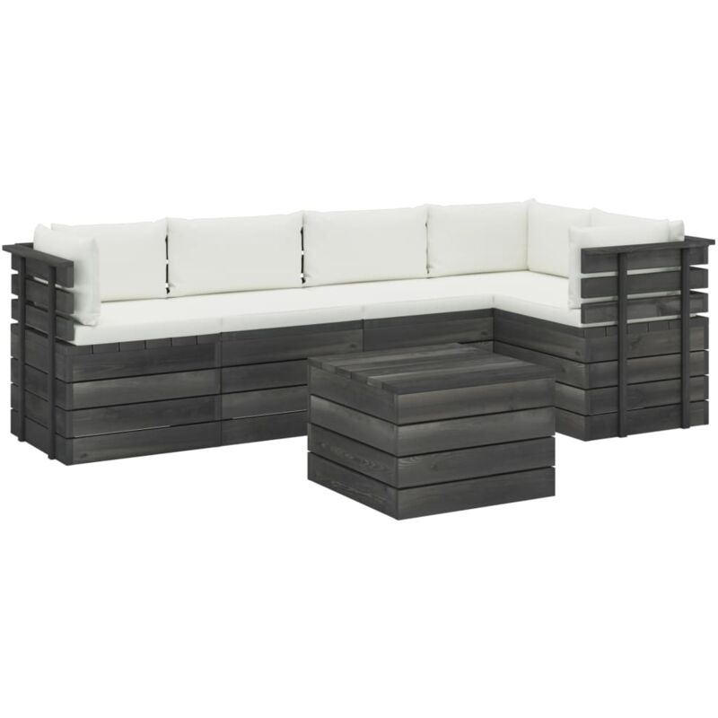 

vidaXL Muebles de palets para jardín 6 pzas cojines madera maciza pino - Crema