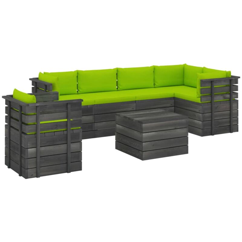 

Muebles de palets para jardín 7 pzas cojines madera maciza pino - Verde - Vidaxl
