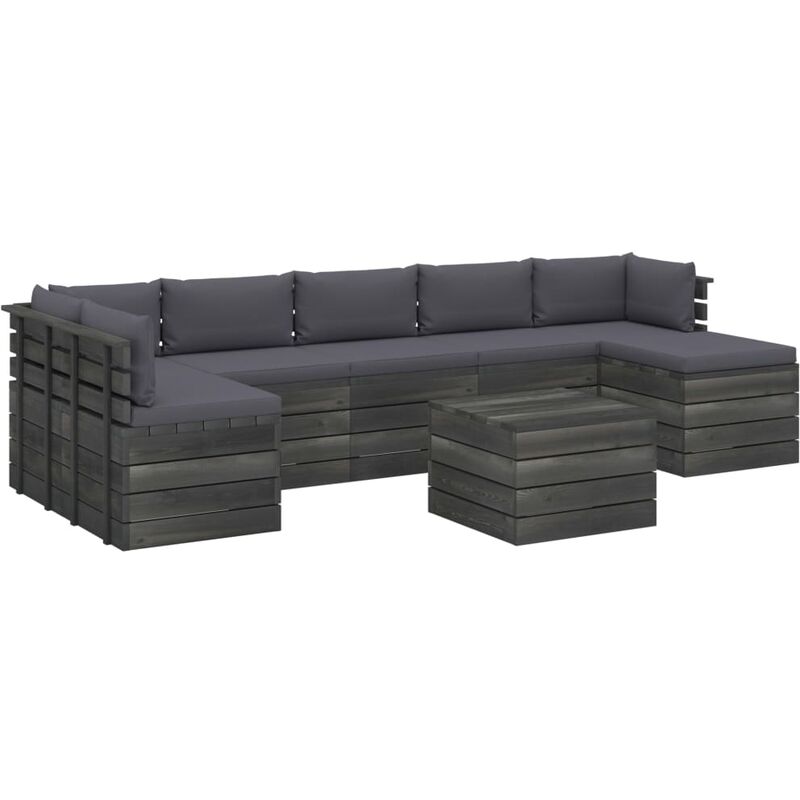

Madera Maciza Pino Muebles de Palets para Jardín 8 Piezas Cojines Gris Antracita - Antracita - Vidaxl