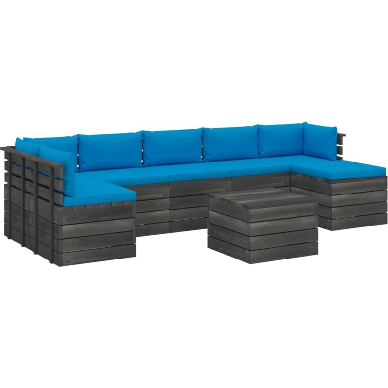 

Madera Maciza Pino Muebles de Palets para Jardín 8 Piezas Cojines Beige Claro - Azul - Vidaxl