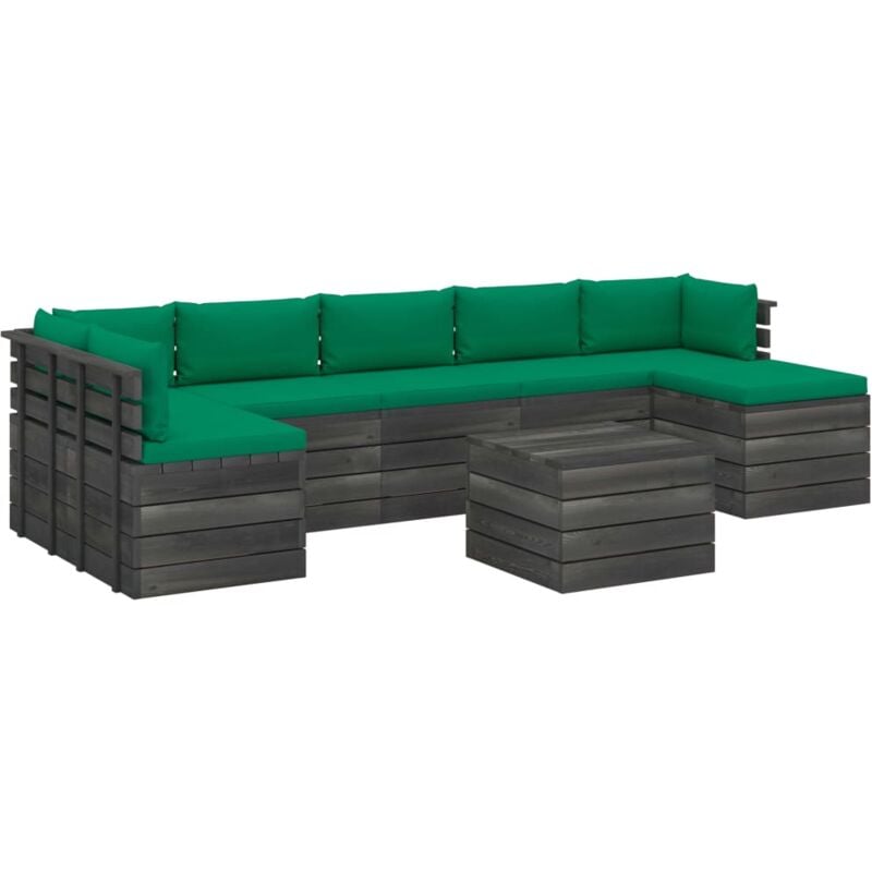 

Madera Maciza Pino Muebles de Palets para Jardín 8 Piezas Cojines Verde - Verde - Vidaxl