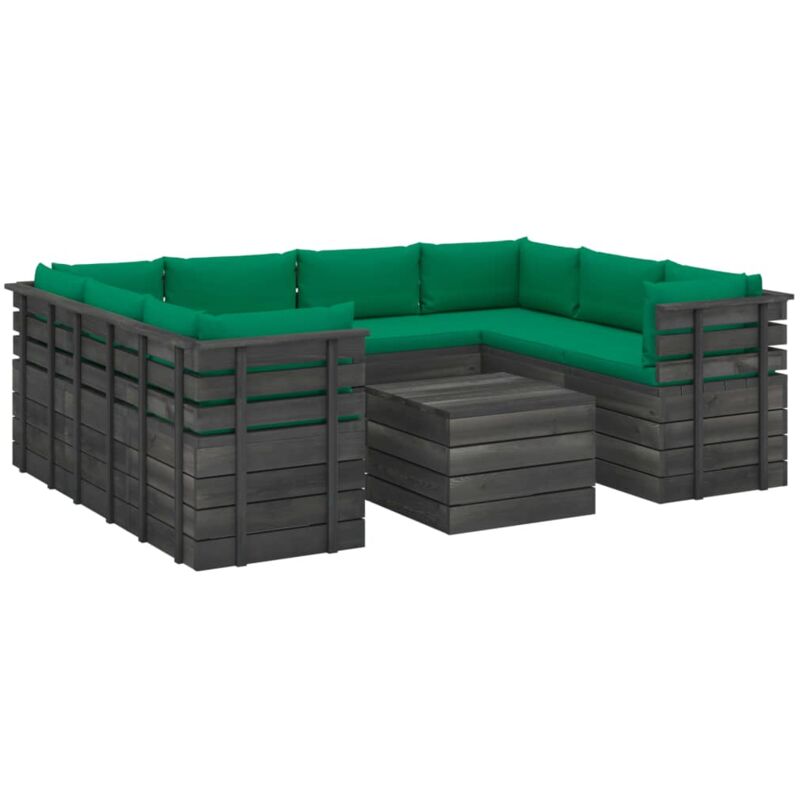 

Madera Maciza Pino Muebles de Palets para Jardín 9 Piezas Cojines Verde - Verde - Vidaxl