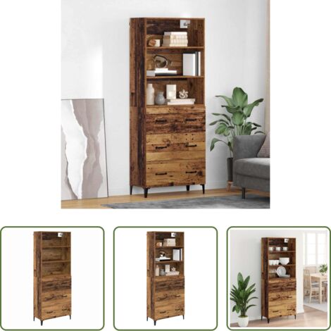vidaXL Muebles de pared -  Aparador alto con cajón Madera envejecida 69,5 x 34 x 180 cm