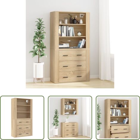 vidaXL Muebles de pared -  Aparador alto madera contrachapada color roble