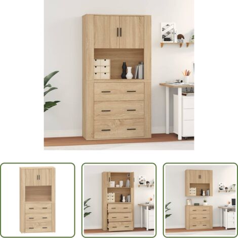 vidaXL Muebles de pared -  Aparador alto madera contrachapada color roble