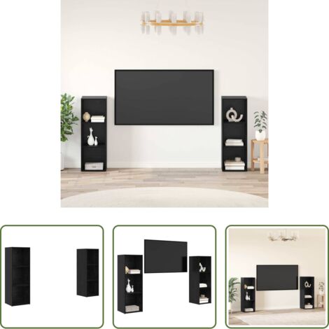 vidaXL Muebles de pared -  Conjunto de mueble de TV 2 pcs Roble Negro 107 x 35 x 37 cm