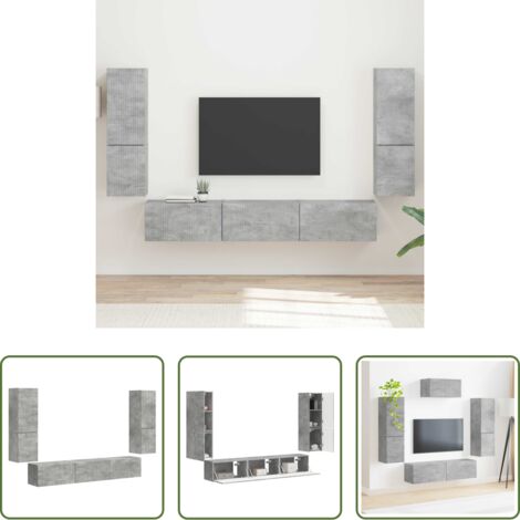 vidaXL Muebles de pared -  Conjunto de mueble de TV 4 pcs Gris Concreto