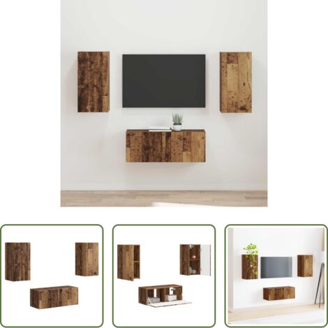 vidaXL Muebles de pared -  Conjunto de mueble de TV Montaje en la pared 2 pcs Madera vieja