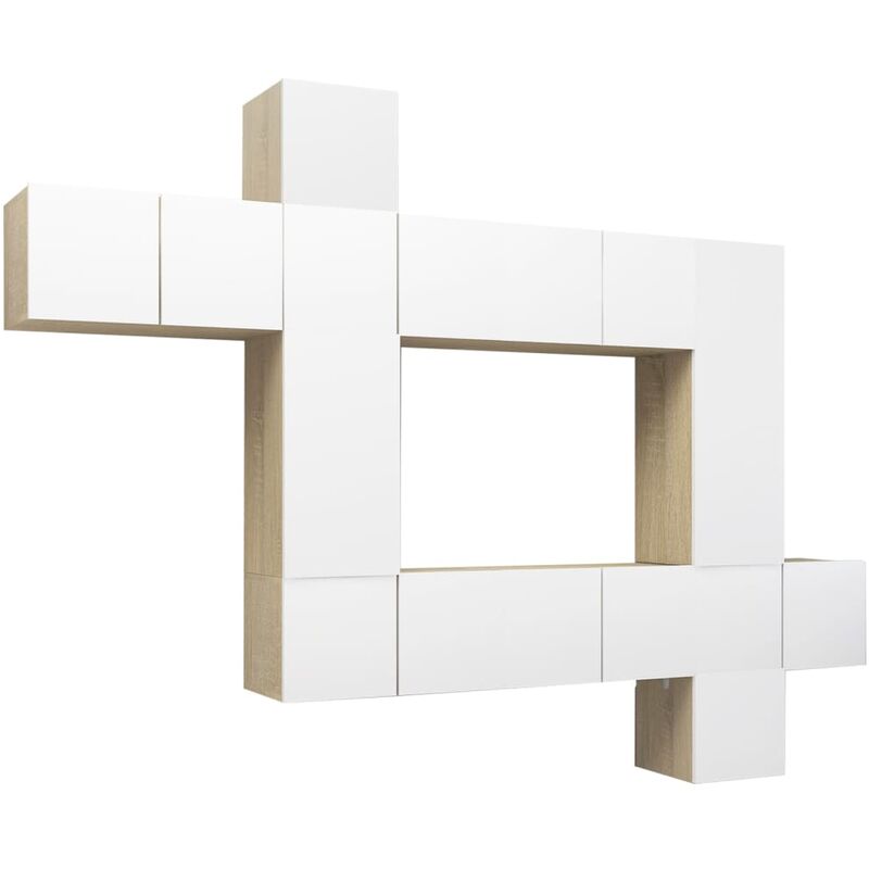 

Muebles de pared de TV 10 pzas aglomerado blanco roble Sonoma - Beige - Vidaxl