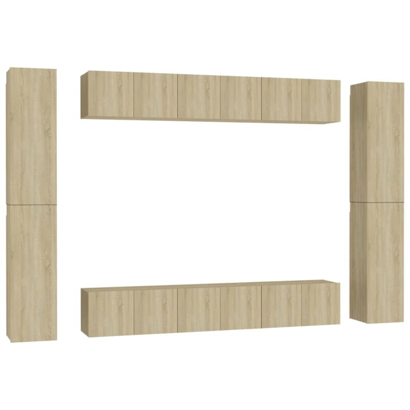 

Muebles de pared de TV 10 pzas aglomerado color roble Sonoma - Marrón - Vidaxl