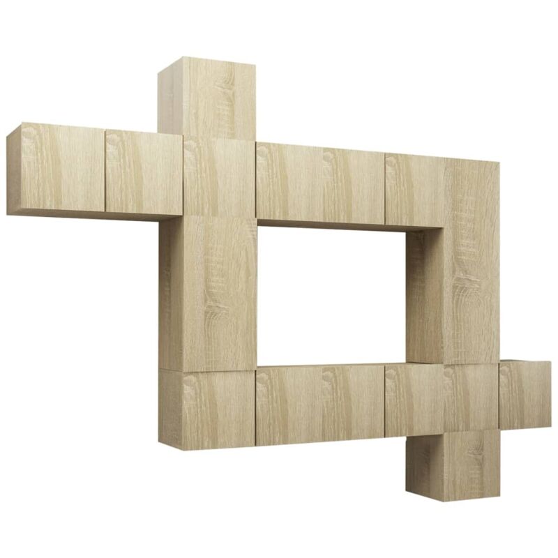 

Muebles de pared de TV 10 pzas aglomerado color roble Sonoma - Marrón - Vidaxl