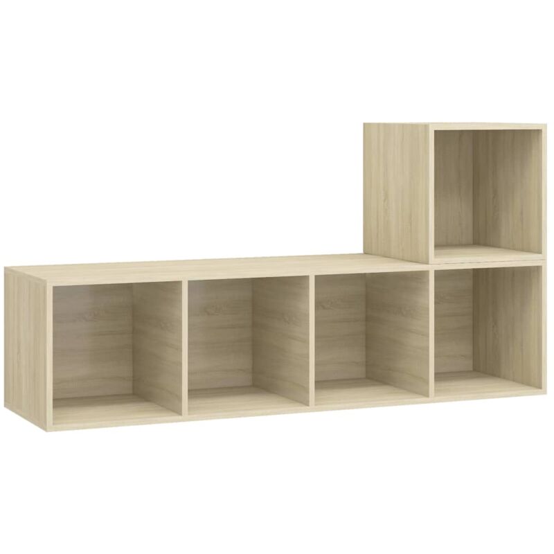

vidaXL Muebles de pared de TV 2 piezas aglomerado color roble Sonoma - Marrón