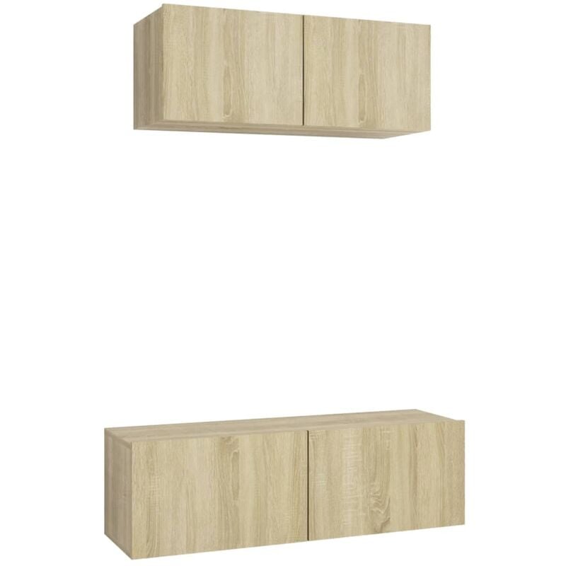 

Muebles de pared de TV 2 pzas aglomerado color roble Sonoma - Marrón - Vidaxl