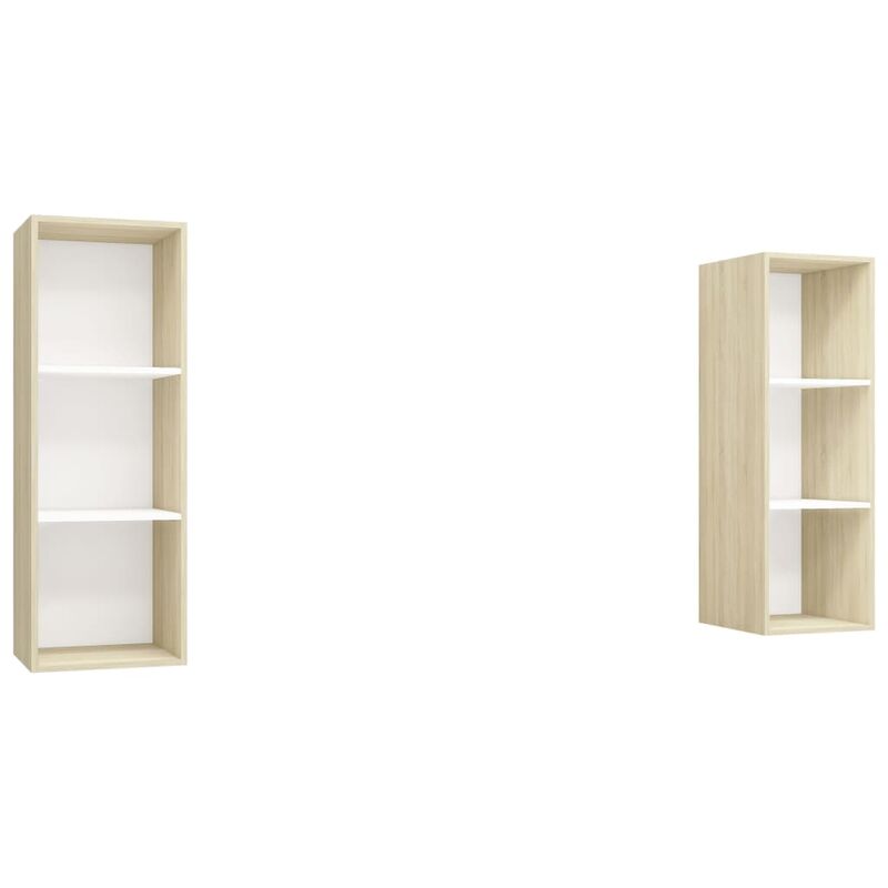 

Muebles de pared de TV 2 uds aglomerado blanco y roble Sonoma - Blanco - Vidaxl