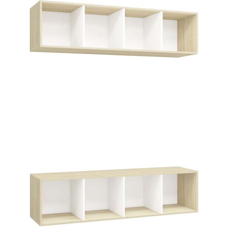 

Muebles de pared de TV 2 uds aglomerado blanco y roble Sonoma - Blanco - Vidaxl