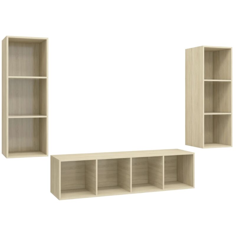 

Muebles de pared de TV 3 pzas aglomerado color roble Sonoma - Marrón - Vidaxl