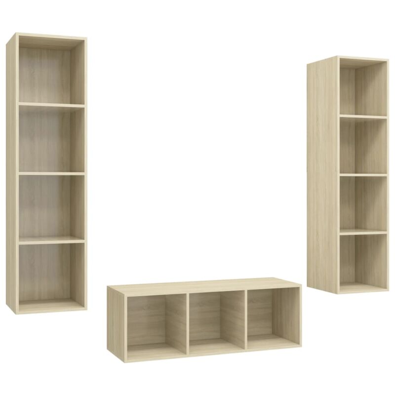

Muebles de pared de TV 3 pzas aglomerado color roble Sonoma - Marrón - Vidaxl