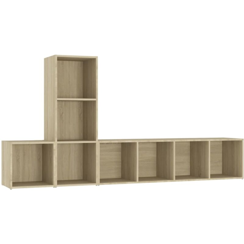 

Muebles de pared de TV 3 pzas aglomerado color roble Sonoma - Marrón - Vidaxl