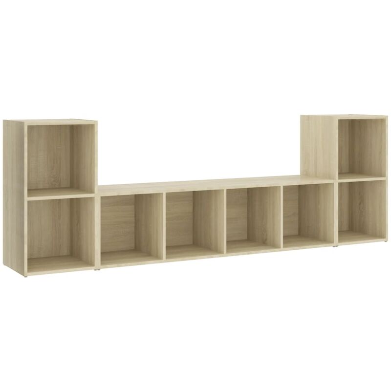 

Muebles de pared de TV 3 pzas aglomerado color roble Sonoma - Marrón - Vidaxl