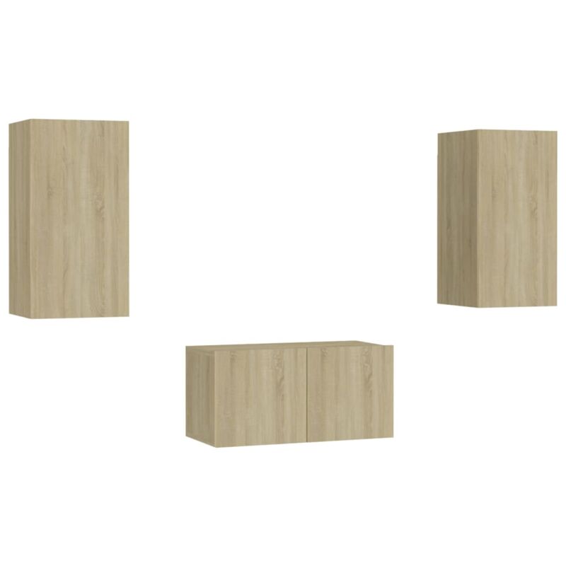 

Vidaxl - Muebles de pared de TV 3 pzas aglomerado color roble Sonoma - Marrón