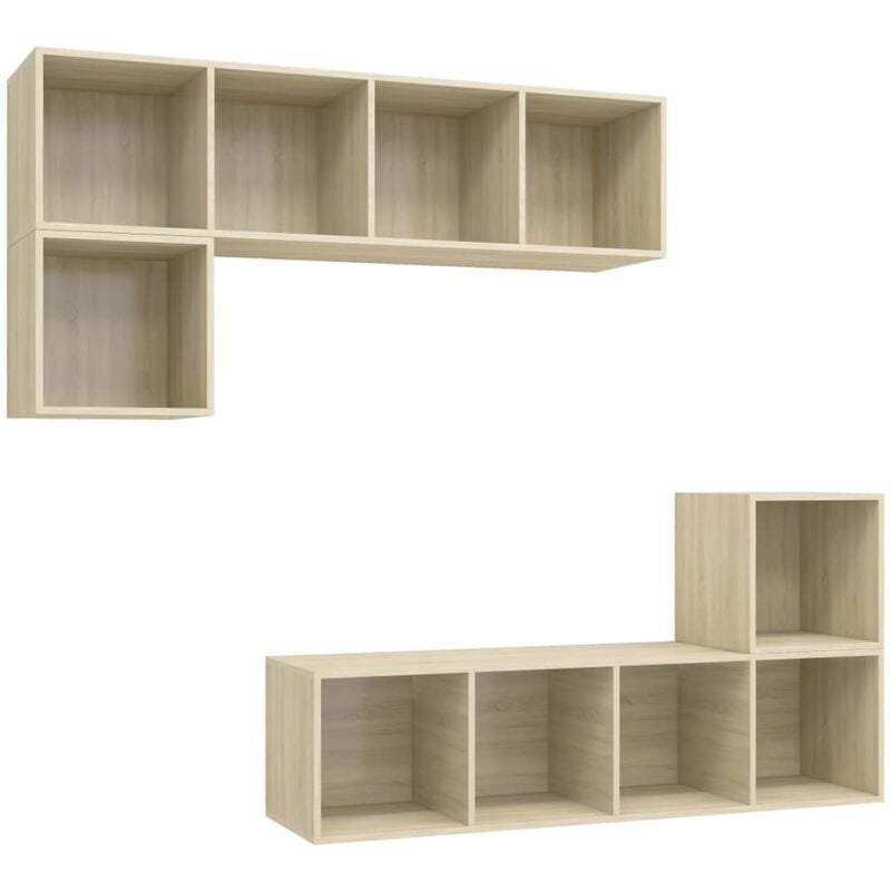

Muebles de pared de TV 4 pzas aglomerado color roble Sonoma - Marrón - Vidaxl
