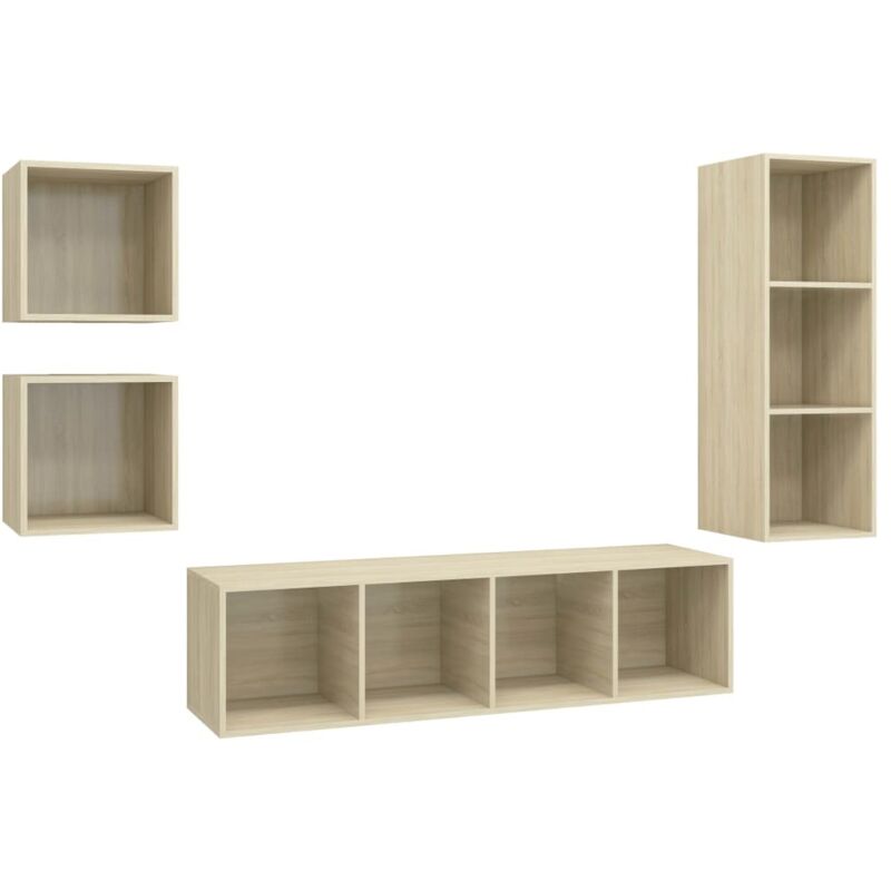 

Muebles de pared de TV 4 pzas aglomerado color roble Sonoma - Marrón - Vidaxl