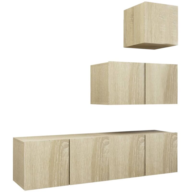 

Muebles de pared de TV 4 pzas aglomerado color roble Sonoma - Marrón - Vidaxl
