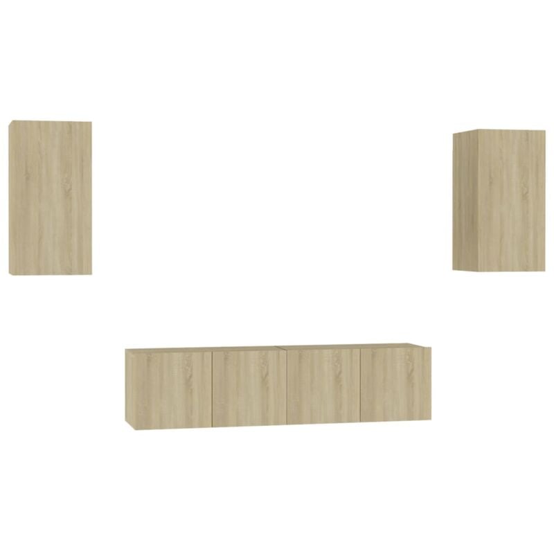 

Vidaxl - Muebles de pared de TV 4 pzas aglomerado color roble Sonoma - Marrón
