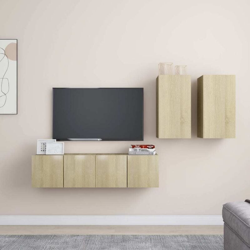 

Vidaxl - Muebles de pared de TV 4 pzas aglomerado color roble Sonoma - Marrón