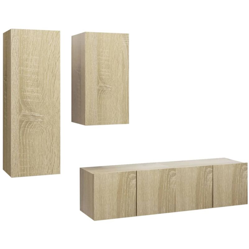 

Muebles de pared de TV 4 pzas aglomerado color roble Sonoma - Marrón - Vidaxl