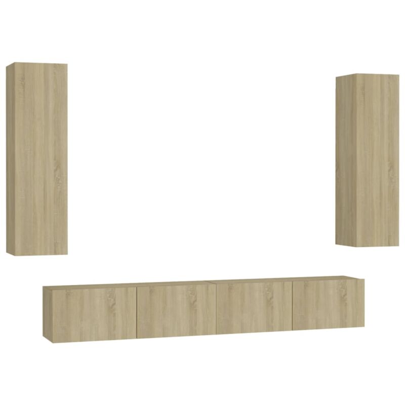 

Muebles de pared de TV 4 pzas aglomerado color roble Sonoma - Marrón - Vidaxl