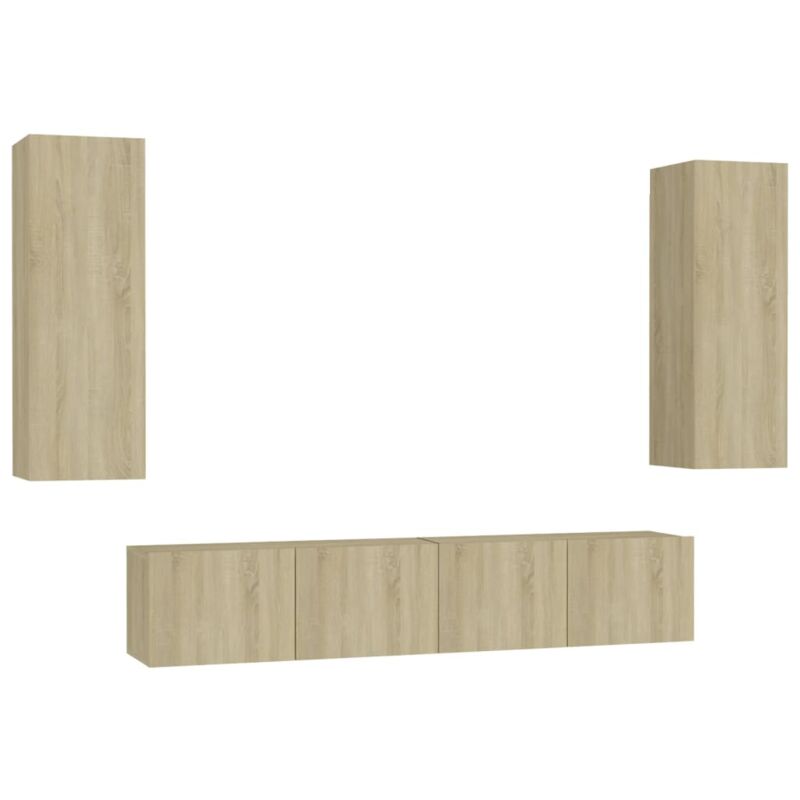 

Muebles de pared de TV 4 pzas aglomerado color roble Sonoma - Marrón - Vidaxl