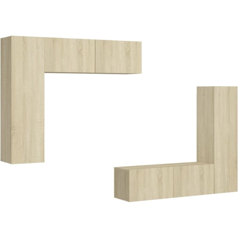 

Muebles de pared de TV 4 pzas aglomerado color roble Sonoma - Marrón - Vidaxl