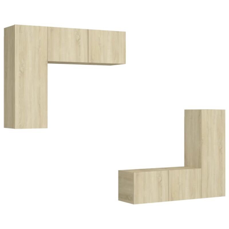 

Muebles de pared de TV 4 pzas aglomerado color roble Sonoma - Marrón - Vidaxl