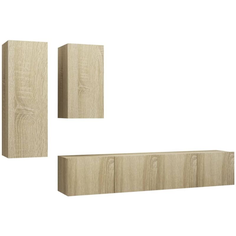 

Muebles de pared de TV 4 pzas aglomerado color roble Sonoma - Marrón - Vidaxl