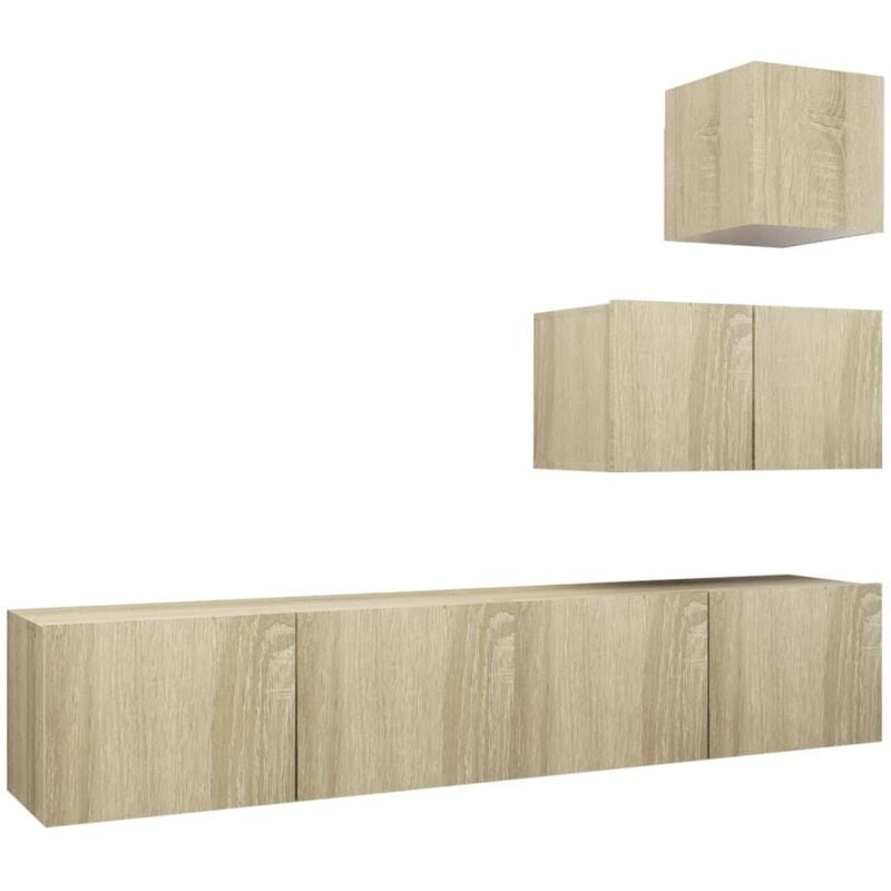 

Muebles de pared de TV 4 pzas aglomerado color roble Sonoma - Marrón - Vidaxl
