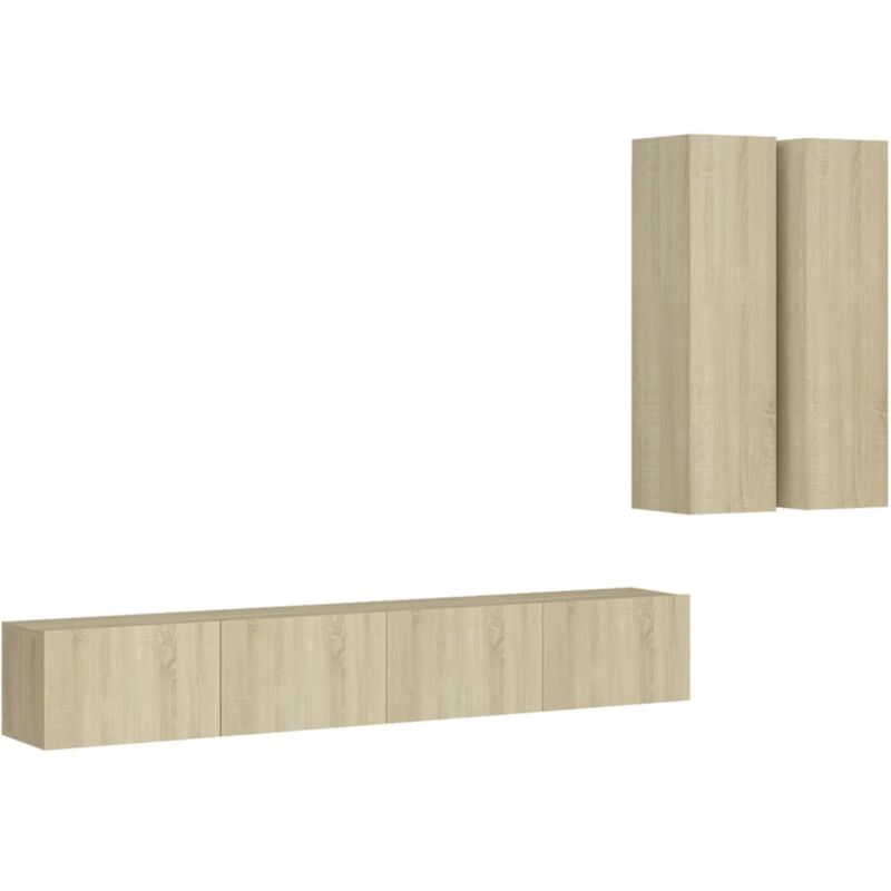 

Muebles de pared de TV 4 pzas aglomerado color roble Sonoma - Marrón - Vidaxl