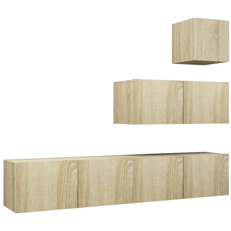 

Muebles de pared de TV 4 pzas aglomerado color roble Sonoma - Marrón - Vidaxl