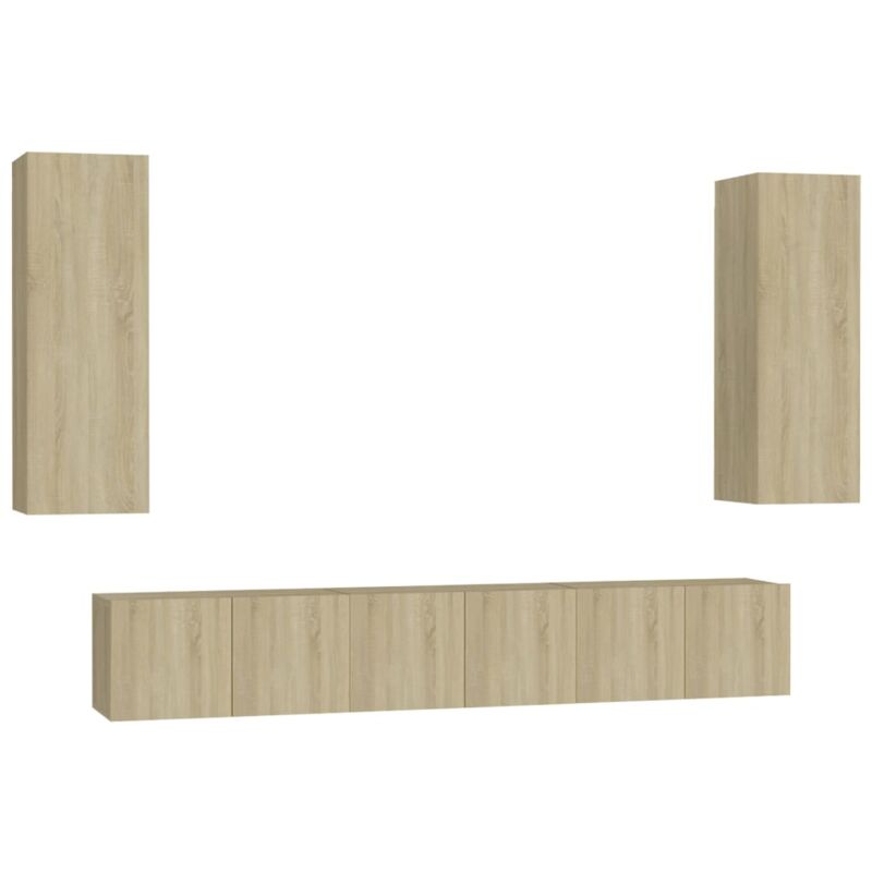 

vidaXL Muebles de pared de TV 5 pzas aglomerado color roble Sonoma - Marrón