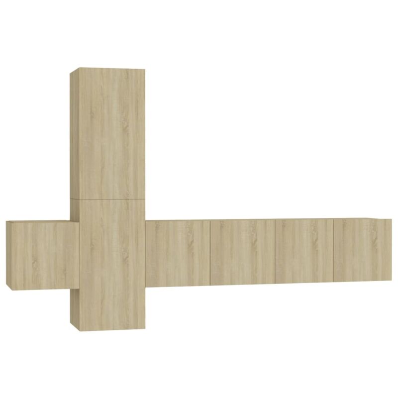 

Muebles de pared de TV 5 pzas aglomerado color roble Sonoma - Marrón - Vidaxl