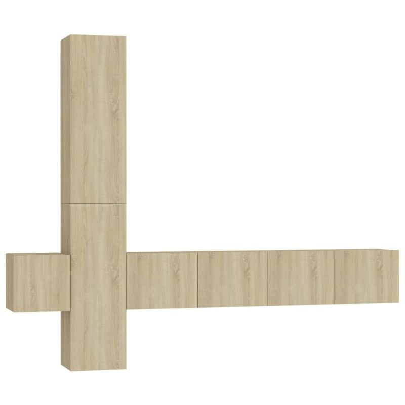 

Muebles de pared de TV 5 pzas aglomerado color roble Sonoma - Marrón - Vidaxl
