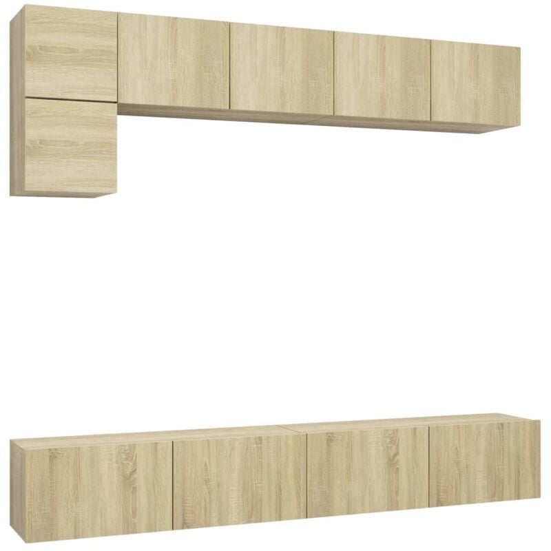 

Muebles de pared de TV 5 pzas aglomerado color roble Sonoma - Marrón - Vidaxl