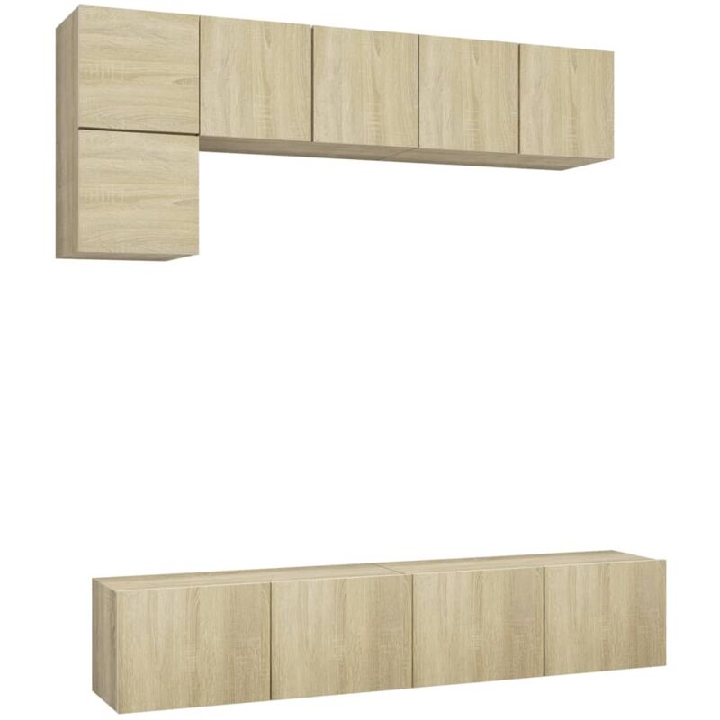 

vidaXL Muebles de pared de TV 5 pzas aglomerado color roble Sonoma - Marrón