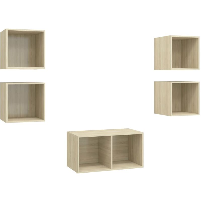 

Muebles de pared de TV 5 pzas aglomerado color roble Sonoma - Marrón - Vidaxl