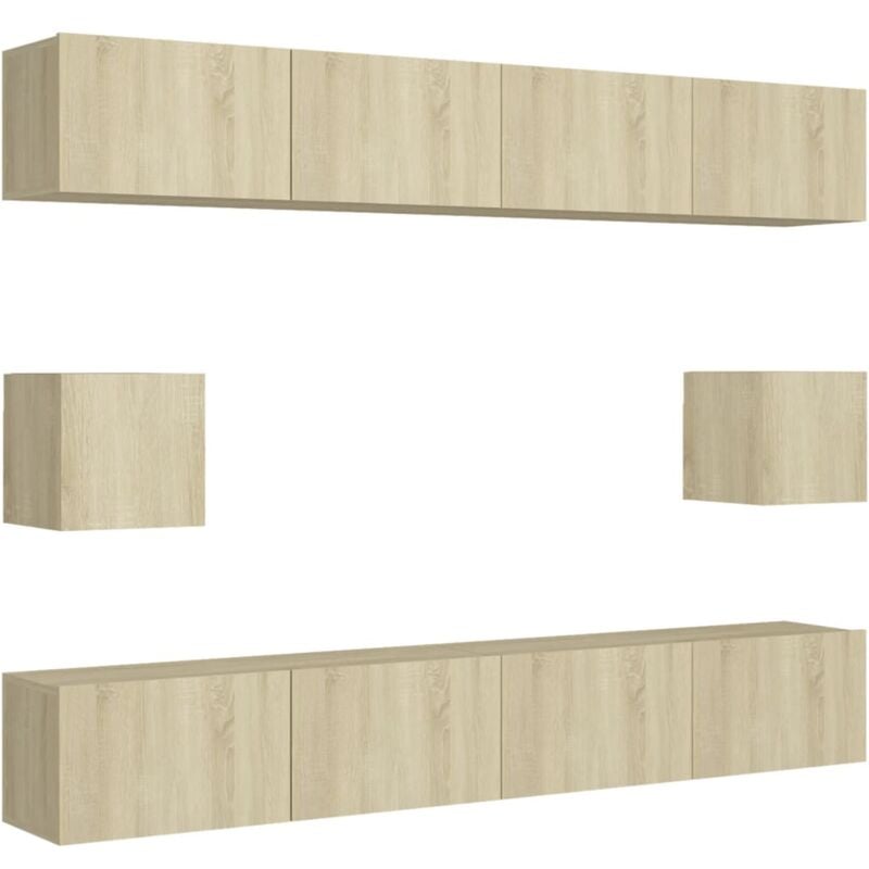 

vidaXL Muebles de pared de TV 6 pzas aglomerado color roble Sonoma - Marrón