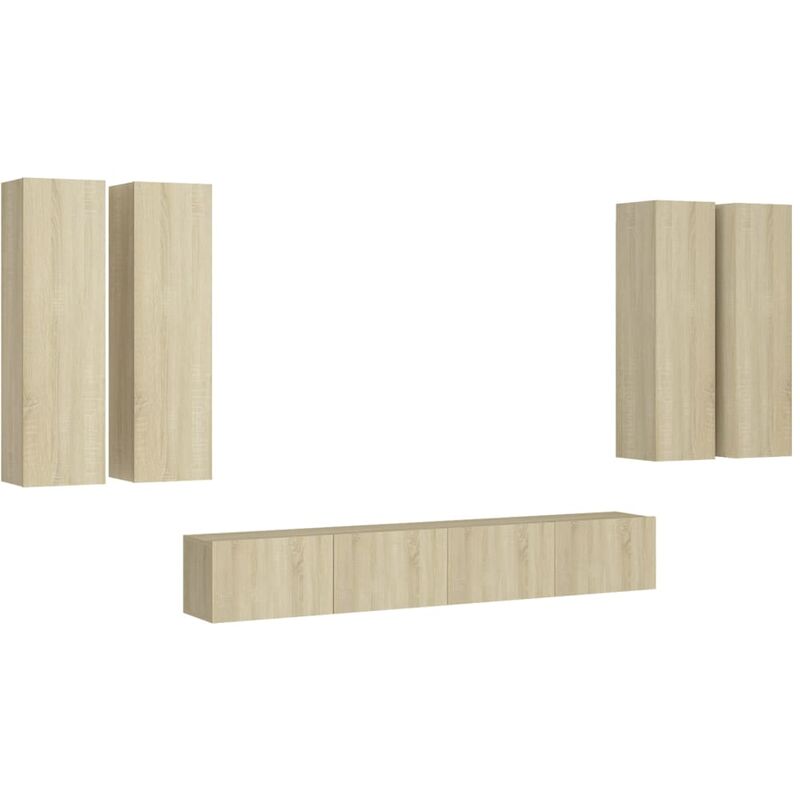 

Muebles de pared de TV 6 pzas aglomerado color roble Sonoma - Marrón - Vidaxl