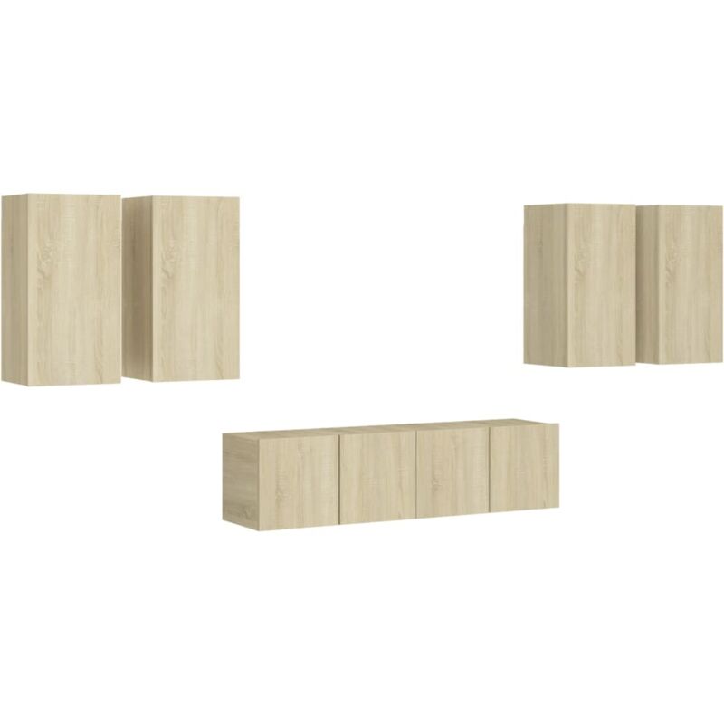 

Muebles de pared de TV 6 pzas aglomerado color roble Sonoma - Marrón - Vidaxl