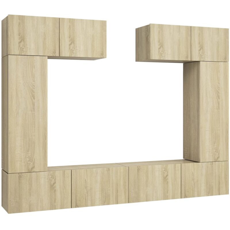 

Muebles de pared de TV 6 pzas aglomerado color roble Sonoma - Marrón - Vidaxl