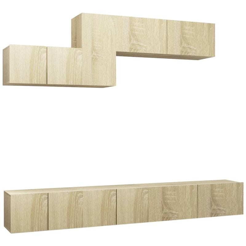 

Muebles de pared de TV 6 pzas aglomerado color roble Sonoma - Marrón - Vidaxl