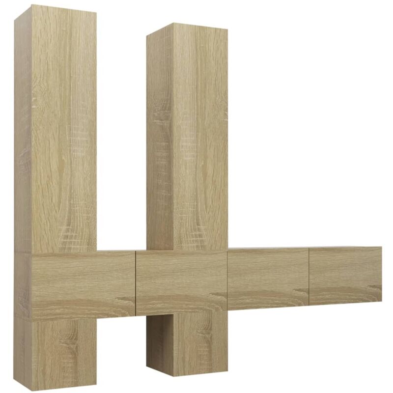 

Muebles de pared de TV 6 pzas aglomerado color roble Sonoma - Marrón - Vidaxl